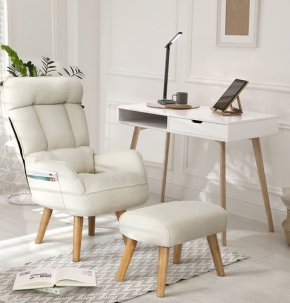 Ghế bành xoay Oikiture Ottoman màu be