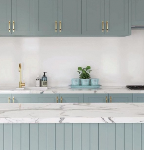 Kệ bếp dài xanh lam