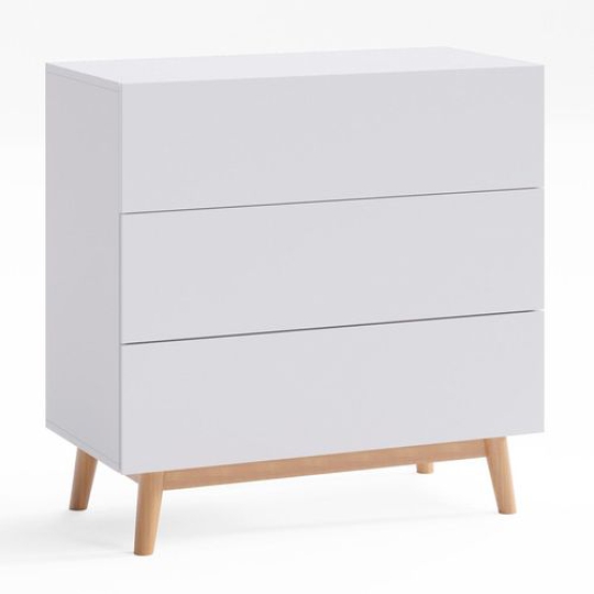 Tủ ngăn kéo  bằng gỗ ba ngăn màu trắng