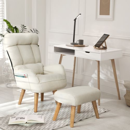 Ghế bành xoay Oikiture Ottoman màu be