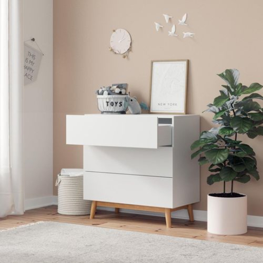 Tủ ngăn kéo  bằng gỗ ba ngăn màu trắng