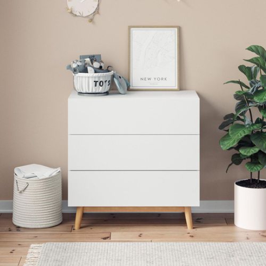 Tủ ngăn kéo  bằng gỗ ba ngăn màu trắng