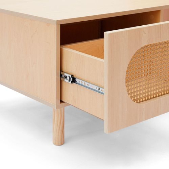 Bàn cà phê mây Kailua có tủ đựng đồ bằng gỗ Maple